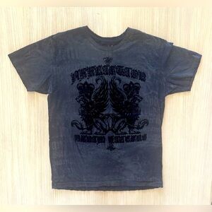 Affliction Flocked Angel Wings Tee Shirt Black Y2k